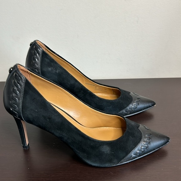 COACH Sophie Black Leather Suede Pump Pointed Toe Heels Shoe Sz 6 - Picture 9 of 12